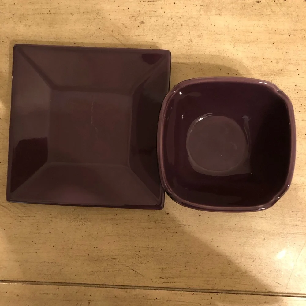 PartyLite Zen Purple Candle Holder and Plate Mint Condition
